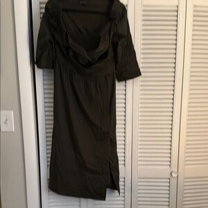 White House Black Market Black Sheath Dress with Cowl Neck and Puff Sleeves